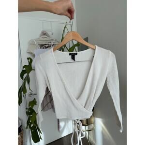 white ribbed publik ballerina wrap top | sz small